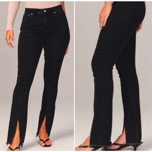 abercrombie & fitch curve love The Skinny High Rise Split Hems Black Jeans 29/8